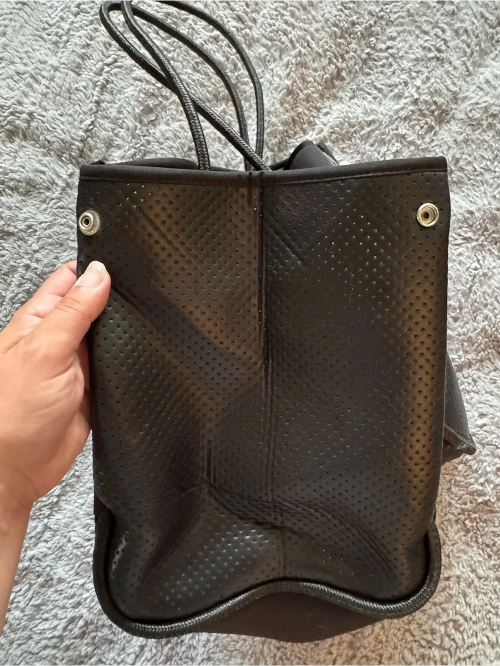 HAUTE SHORE Black Tote Bag with Camo Lining